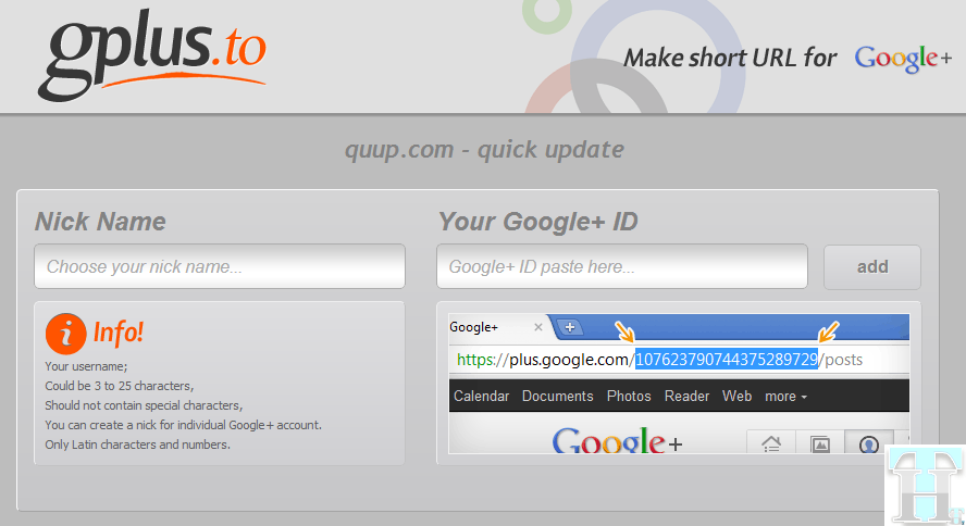 Google+ Short URL