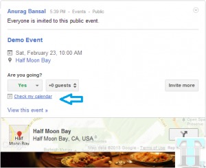 Google+ Events RSVP and Check Calendar
