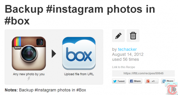 IFTTT recipes - Backup Instagram photos in Box
