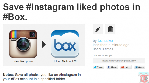 IFTTT recipes - Save Instagram liked photos in Box