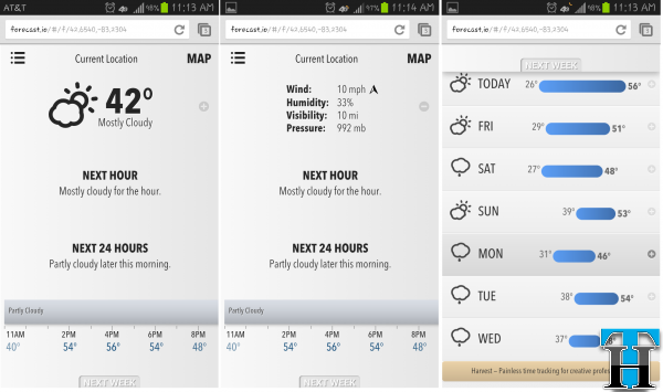 Forecastio Mobile Screenshots