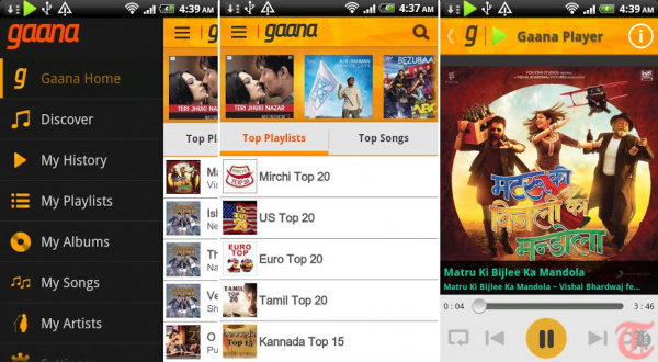 Gaana for Android and iPhone