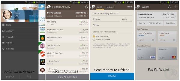 PayPal Android App Screenshots