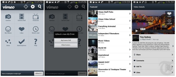 Vimeo Android App Screenshots